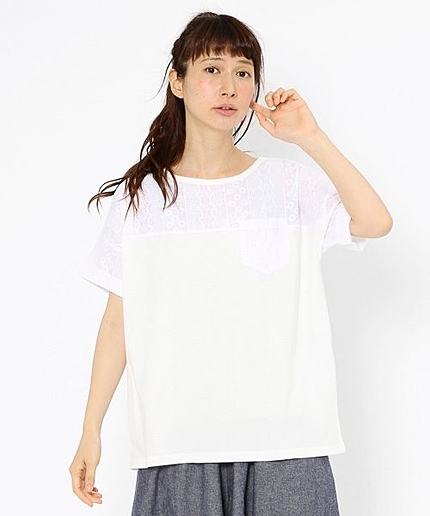 布帛レースドッキングプルオーバー