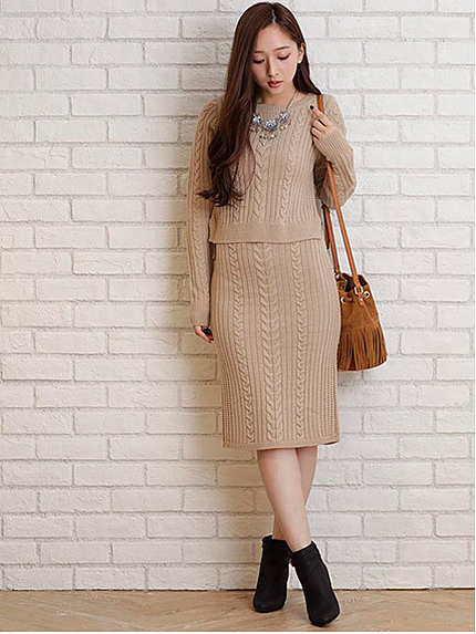 アラン柄ニットセットアップ