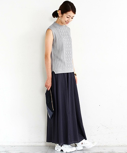 【WEB限定】【5WAY】by∵ ※ケーブルベスト×リバーシブルマキシスカート セット