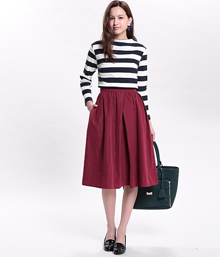 【steady,10月号掲載】 前タックミディ丈ギャザースカート