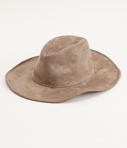 スエード調つば広ハット