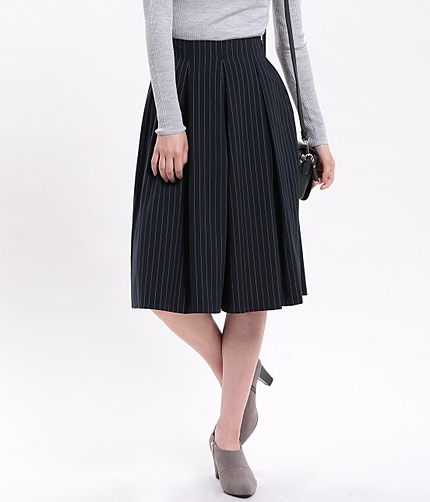 ストライプワイドキュロットパンツ