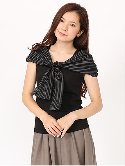 ストライプリボントップス