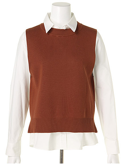 シャツ付ノースリニット