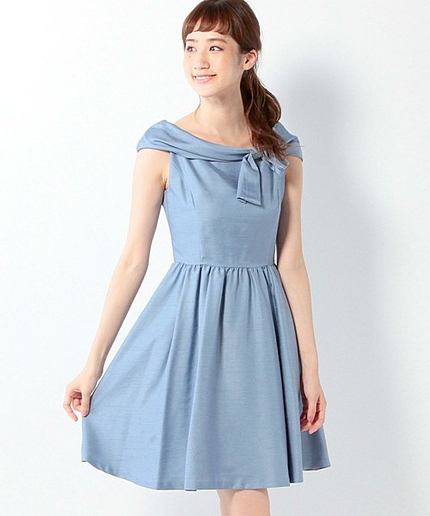 JP リボン オフショルダー フレア ワンピース / 二次会 / パーティー / 結婚式 / フォーマル / オケージョン