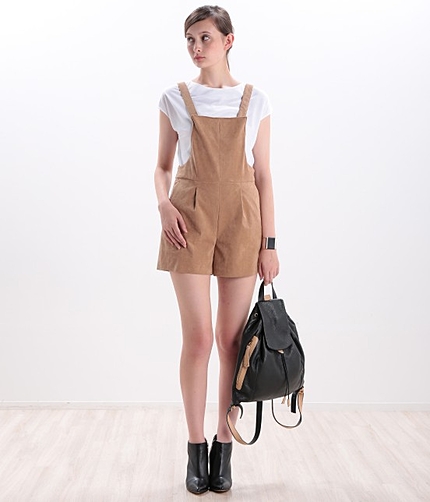 フェイクスエードサロペット　【2015AW新作】