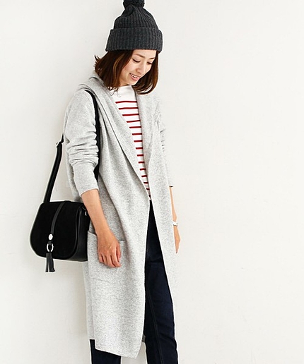 【予約】BY フードロングニットアウター