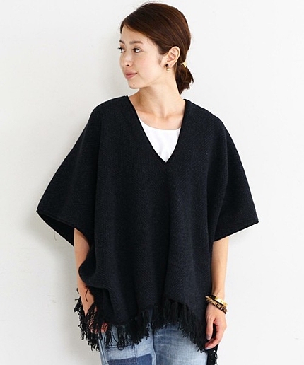 【予約】BY ヘリンボーンジャカードポンチョ