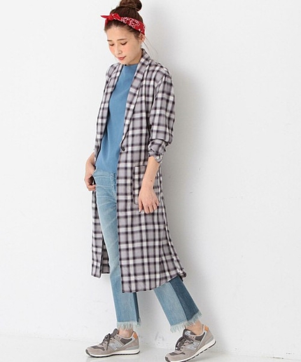 【予約】オンブレーチェックガウン/AEBC C/R OMBRE CHK GOWN