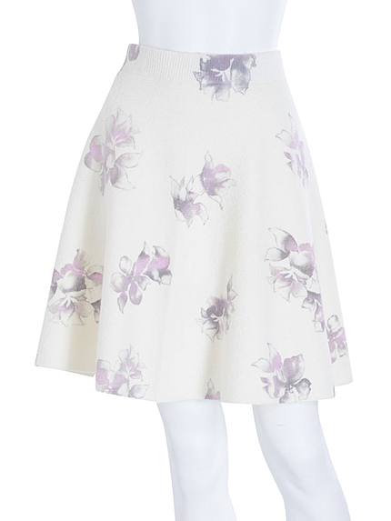 【DUO】 単色Flowerニットフレアスカート