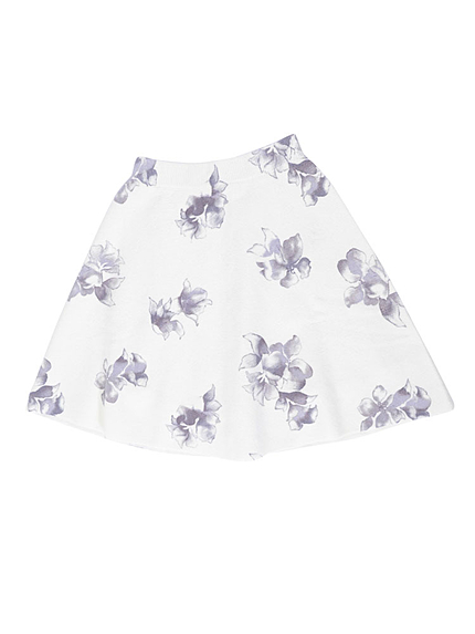 【DUO】 単色Flowerニットフレアスカート