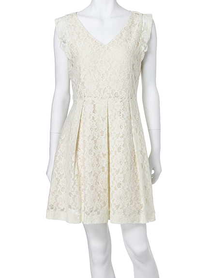 【DUO】 コードレースVあきワンピース（アイボリー）