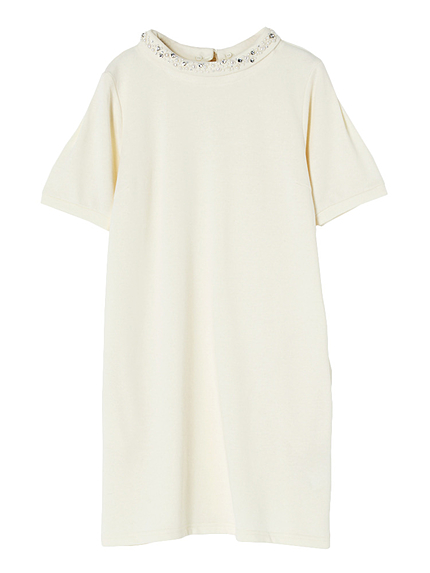 【DUO】 ビジュ付取り外しボトルネックワンピース