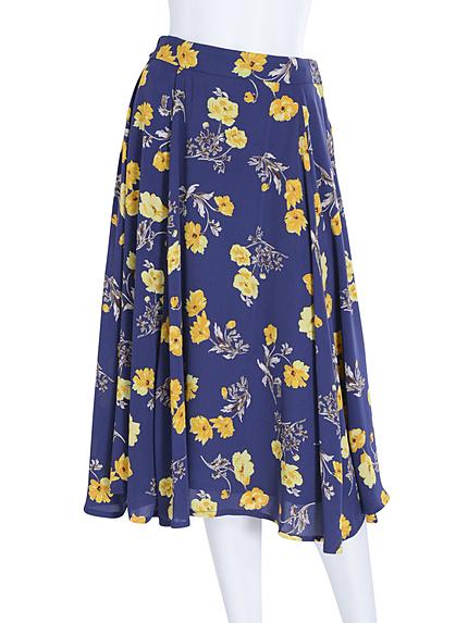 【DUO】 花柄フレアミディスカート