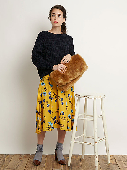 【DUO】 花柄フレアミディスカート