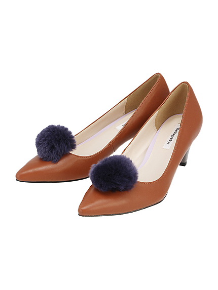 カラーローヒールパンプス