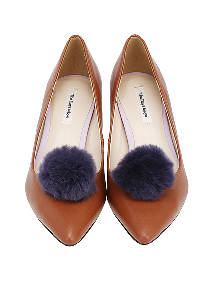 カラーローヒールパンプス