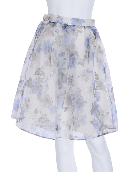 【DUO】 オーガンジーフラワータックスカート