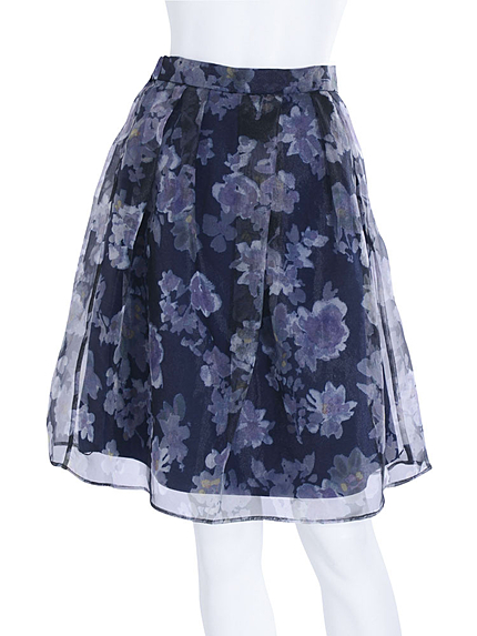 【DUO】 オーガンジーフラワータックスカート