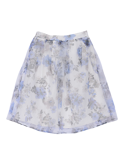 【DUO】 オーガンジーフラワータックスカート