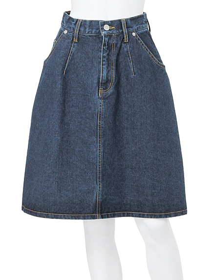 【BIJ】 デニム膝丈フレアスカート