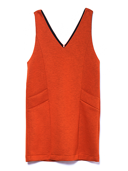 Vネックレトロワンピース