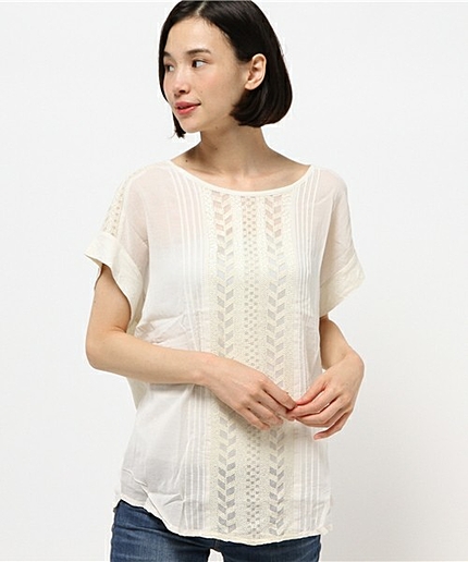 コットンレーヨンフロント刺繍プルオーバー/AEBC C/R NETEMB PO