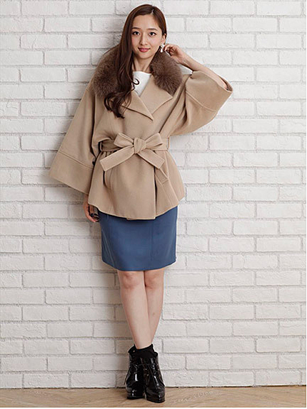 ファー付リラップコート