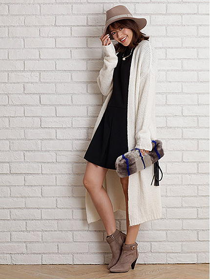 地柄ロングカーディガン