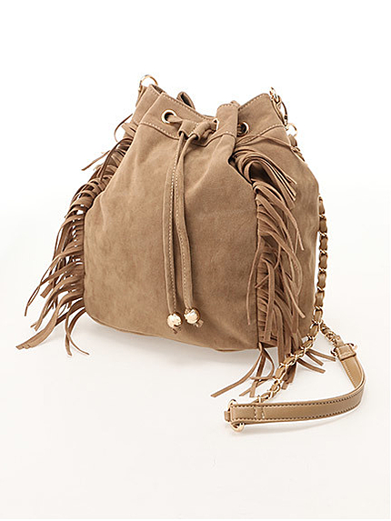 フリンジ巾着バッグ