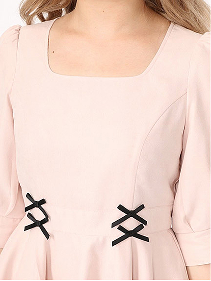 ウエストチビリボンボリュームスリーブOP