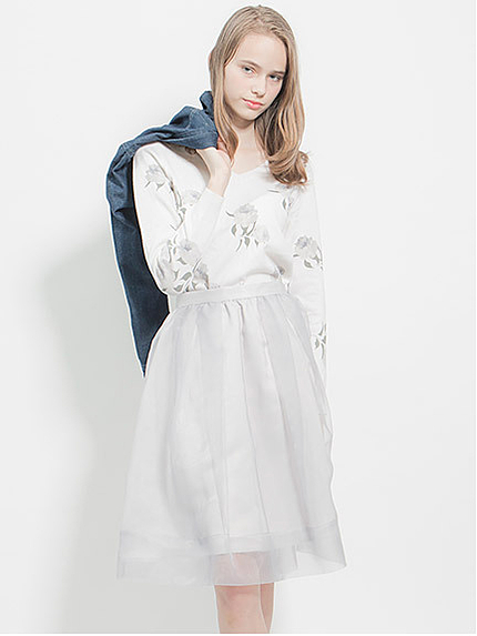 オーガンジーミモレスカート