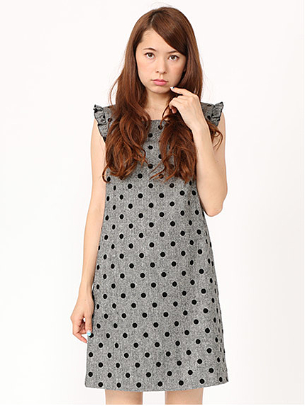 ドットフロッキーサックワンピース