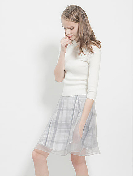 リバーシブルチェックオーガンジースカート