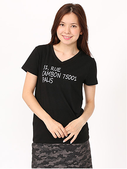 フロッキーロゴVネックTシャツ