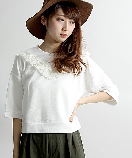 WEGO/フリンジ7分袖スウェット