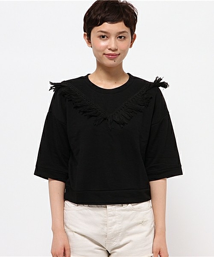 WEGO/フリンジ7分袖スウェット