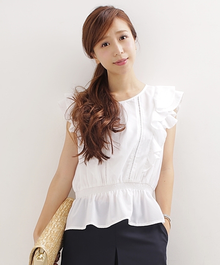 袖フリルブラウス