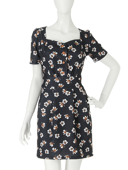 【dazzlin】フラワープリントタイトワンピース