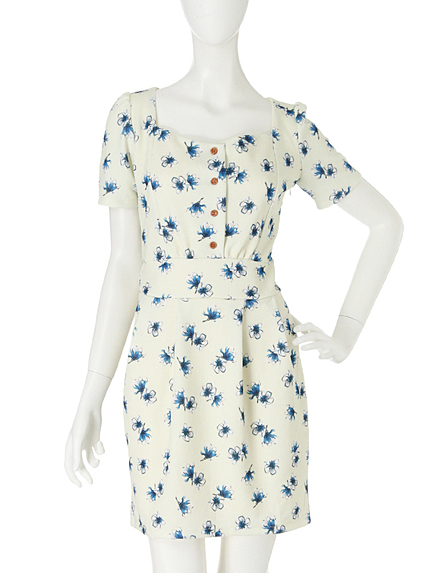 【dazzlin】フラワープリントタイトワンピース