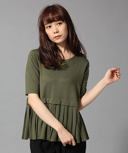 プリーツレイヤードカット5分袖