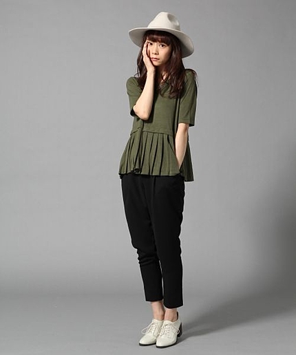 プリーツレイヤードカット5分袖