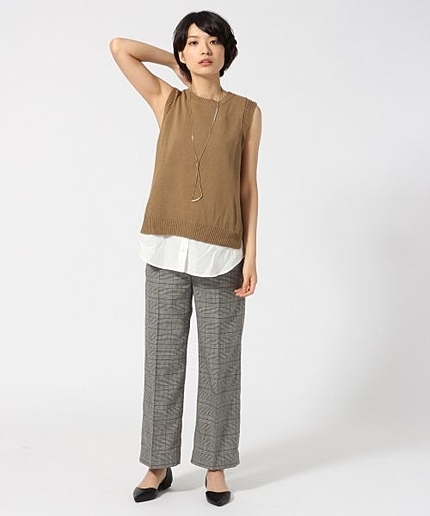 チェックワイドストレートパンツ