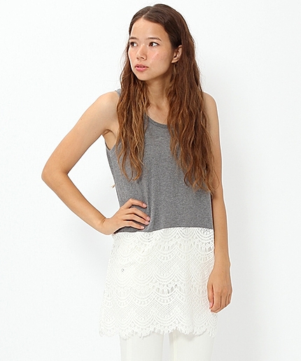 綿テンジクレースロングタンクトップ