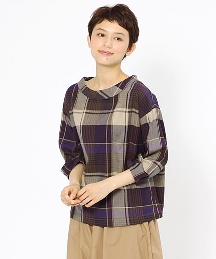 コットンビエラヘリンボンチェックブラウス