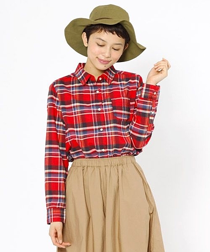 【初秋の新作】コットンライトネルチェックシャツ