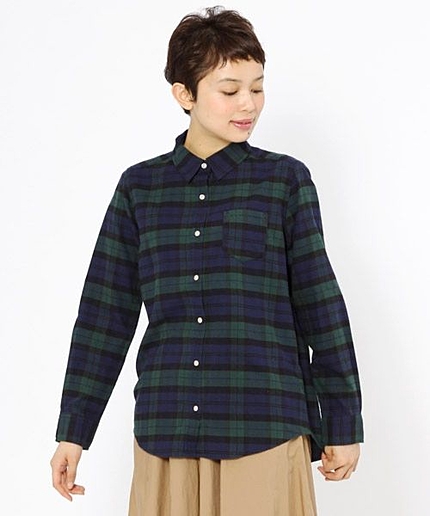 コットンライトネルチェックシャツ
