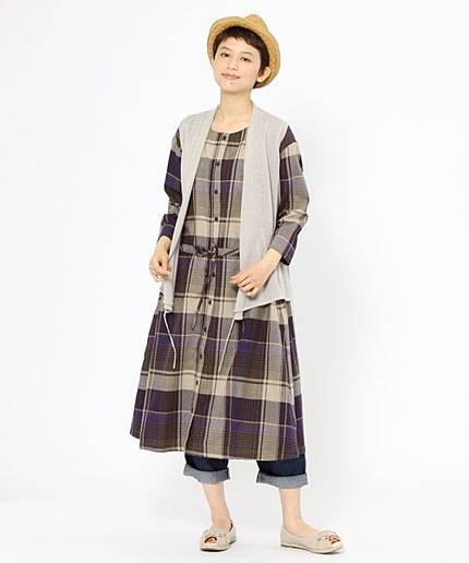 コットンビエラヘリンボンチェックワンピース