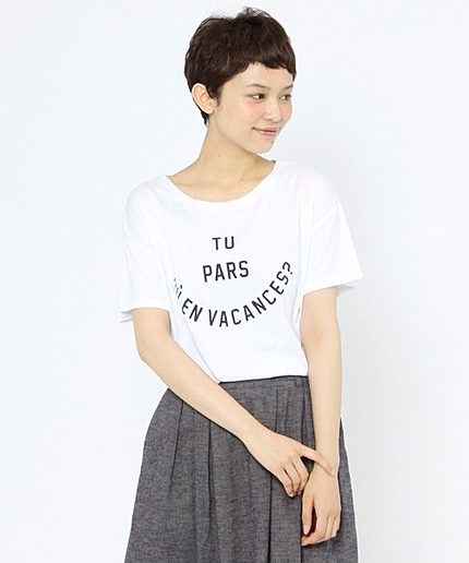 【初秋の新作】コットンレーヨン30天竺ロゴプリントTシャツ