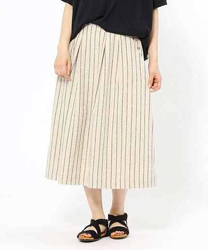 【初秋の新作】コットンリネン起毛柄ミドルスカート